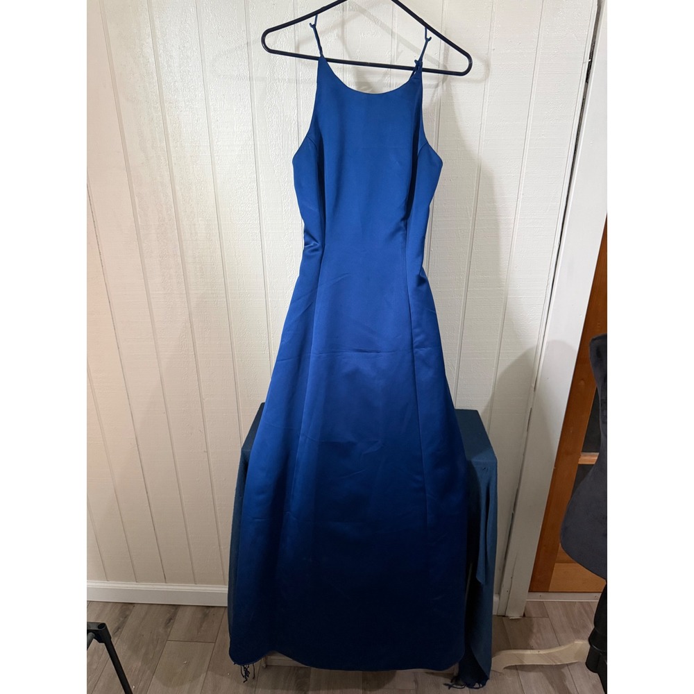 Urban Girl Nites Royal Blue Satin Formal Dress Strappy Back Gown Kids 7/8 47350